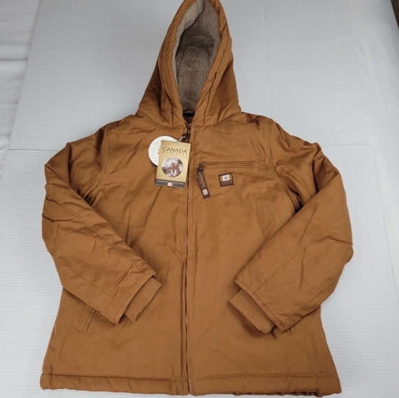 Canada Workgear Women's Wip Brown Heavy Outdoor Pocket Hood Jacket Size M New - Picture 1 of 15